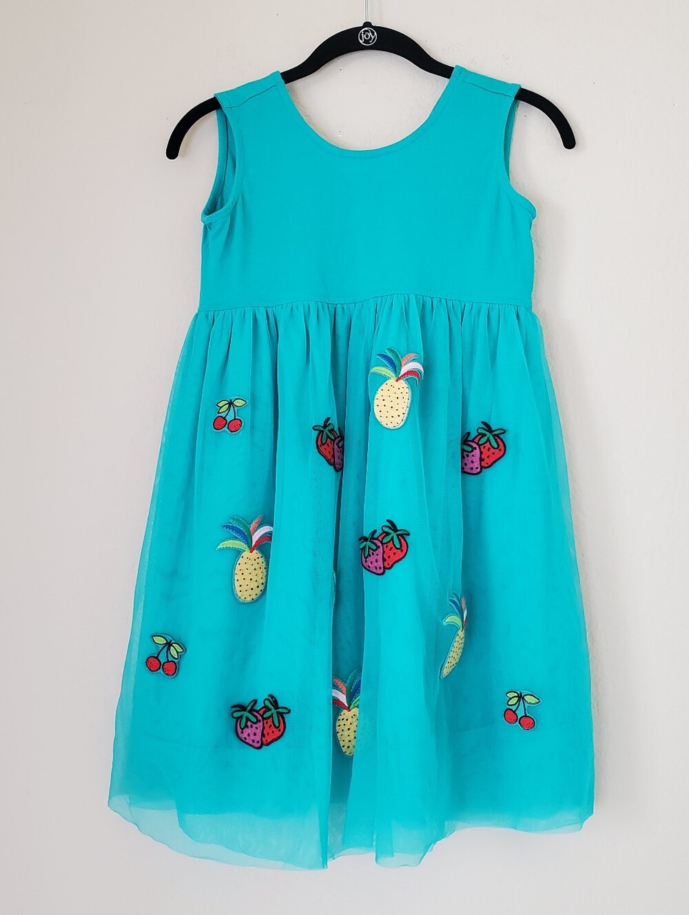 Hanna Andersson Chasing Summer Tulle Patch Fruit Sleeveless Dress Size 10